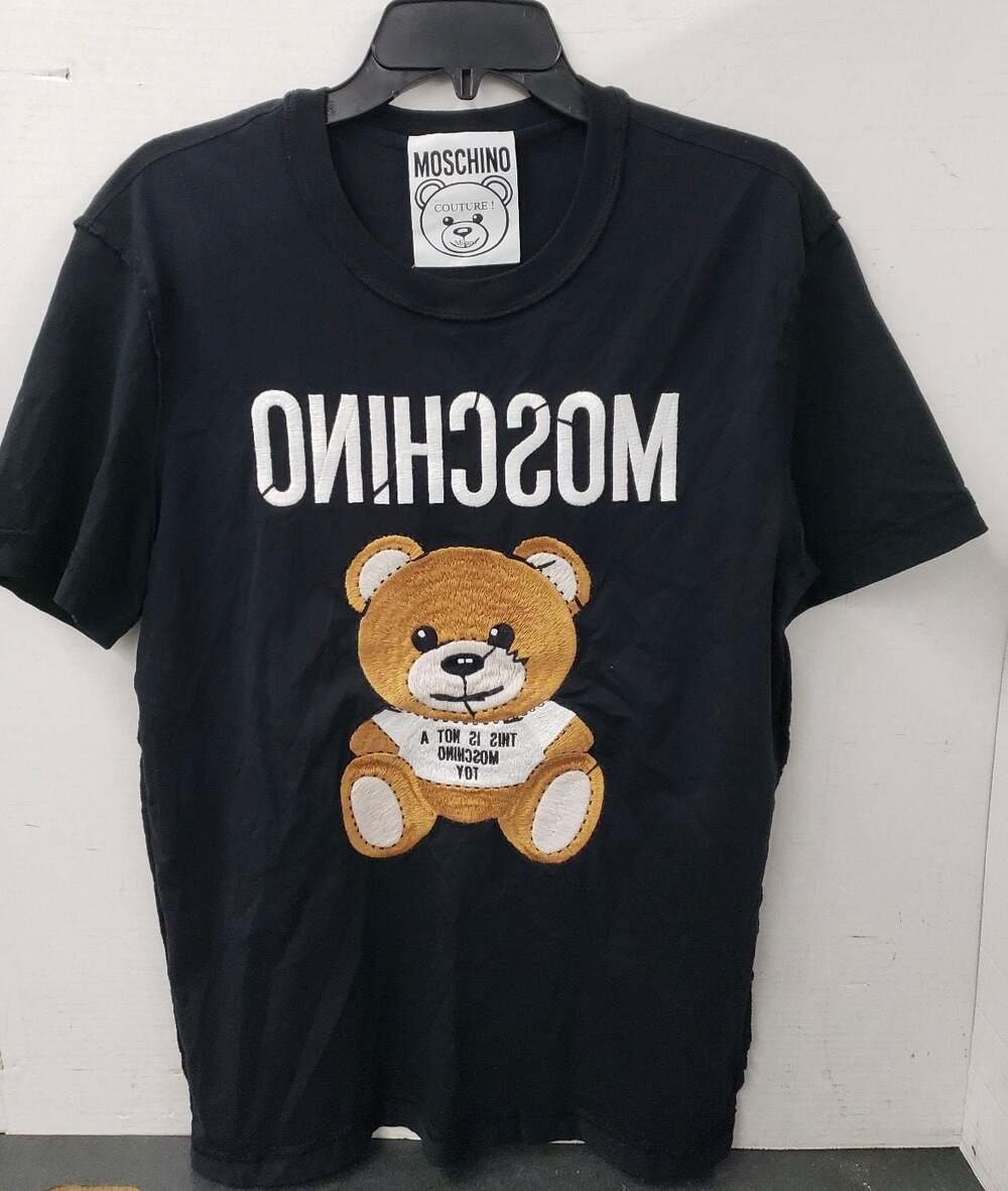 Moschino Couture! Mirrored Logo Teddy Bear Embroidered T-Shirt